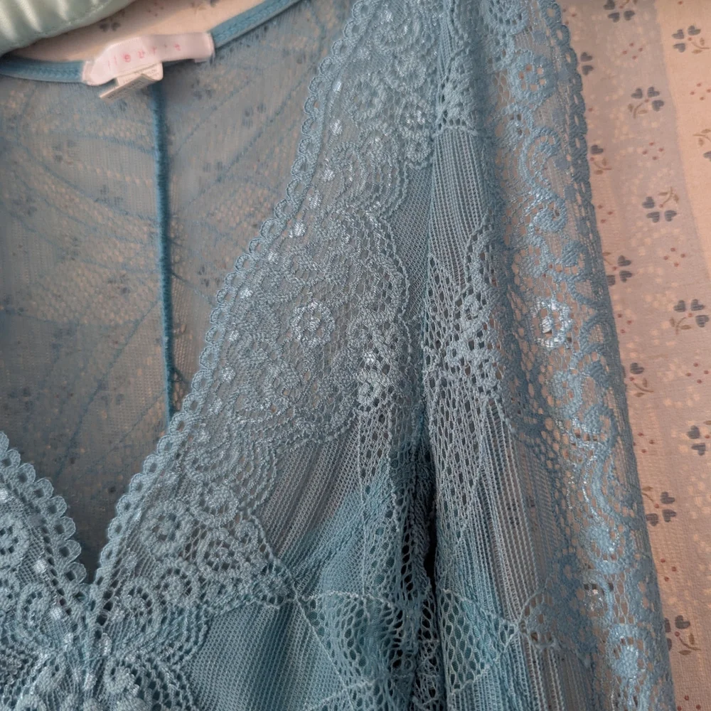 fleur t Lace Nightgown Slip Dress Aqua Baby Doll Turquoise Date Night In M Sexy
